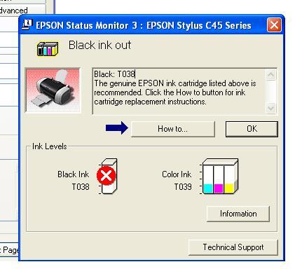 &#91;HELP&#93;Cartridge Tinta black Epson C45 tetap terdeteksi empty setelah Refill