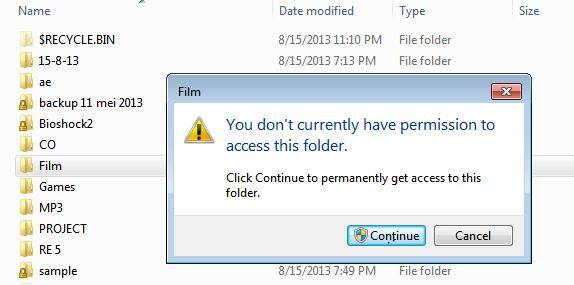 you don't currently have permission access folder 'cendol inside&quot;