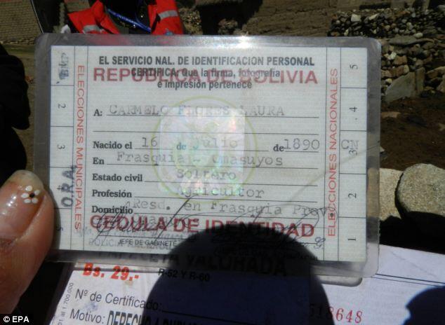 Pria paling tua di dunia, dengan bukti tanda lahir dari pemerintah bolivia 