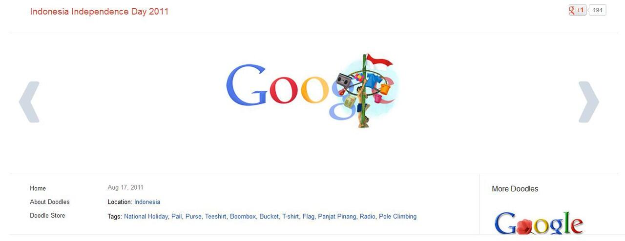 Google Doodle Indonesia Independence Day - Seri dari 2009 s/d 2013