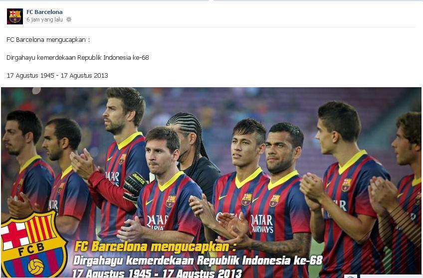 FC Barcelona Ngucapin Dirgahayu gan bwat Indonesia