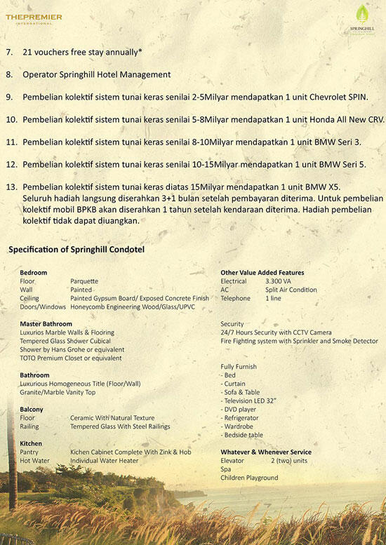 Investasi Properti Terbaik di Bali, Condotel SpringHill. ROI Guarantee, Payback 100%