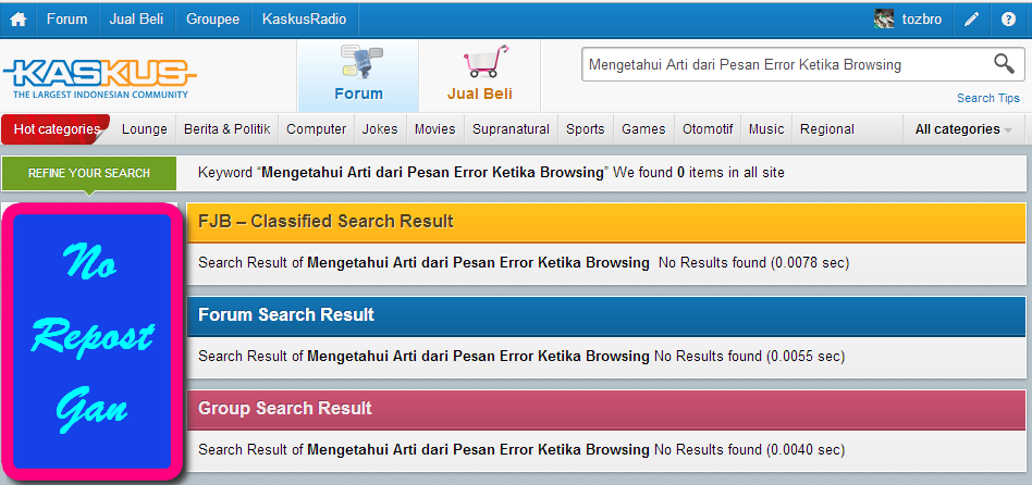 Mengetahui Arti dari Pesan Error Ketika Browsing