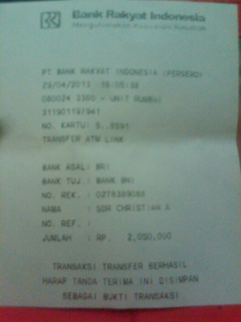 Penipuan Atas Nama Mita Devina Pin: 3262ED7D dengan rek BNI : 0278389088