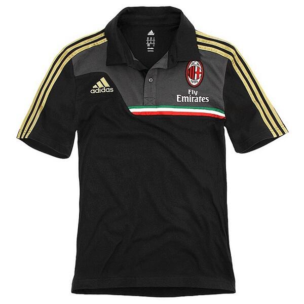 READY STOCK AC MILAN 2013/2014 BLACK & WHITE OFFICIAL POLO SHIRT