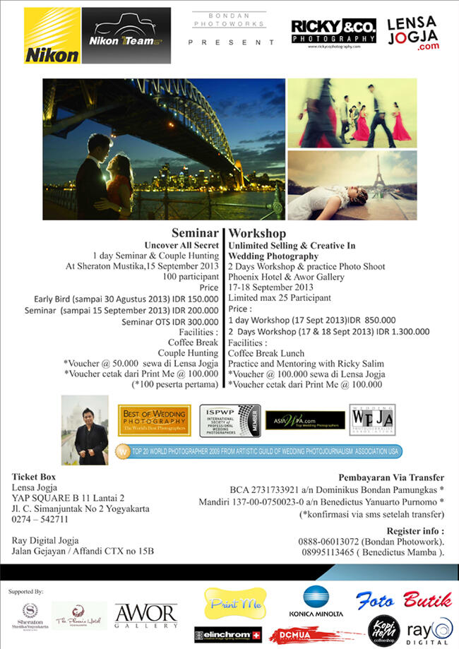 Bondan Photowork Present Seminar &amp; Workshop Wedding Photography, 15-18 Sept 2013