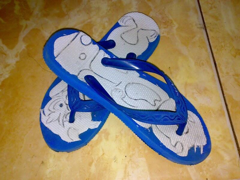 Sandal Biasa Jadi Keren-sandal jepit modif gampang murah