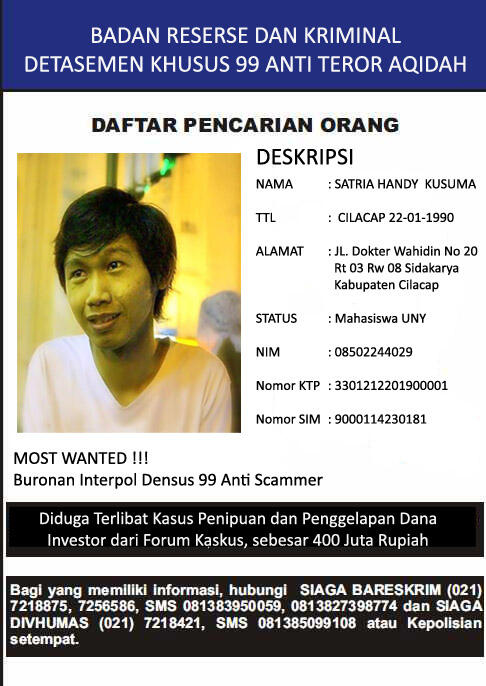 MOST WANTED !!! Ada Yang Tau Keberadaan Orang Ini ? 