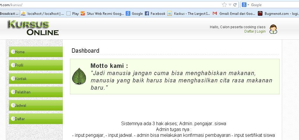 Sistem informasi kursus berbasis web