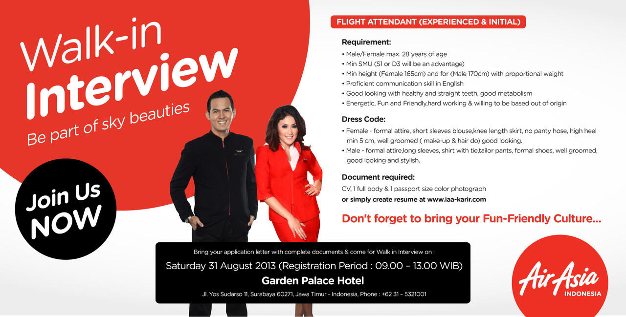&#91;AVIATION&#93; Flight Attendant - Surabaya Recruitment