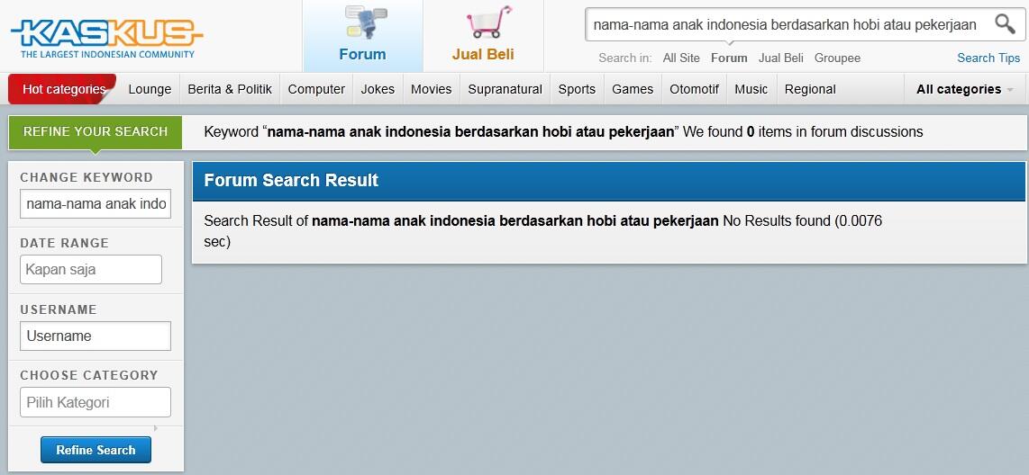 Nama-nama anak indonesia berdasarkan hobi atau pekerjaan