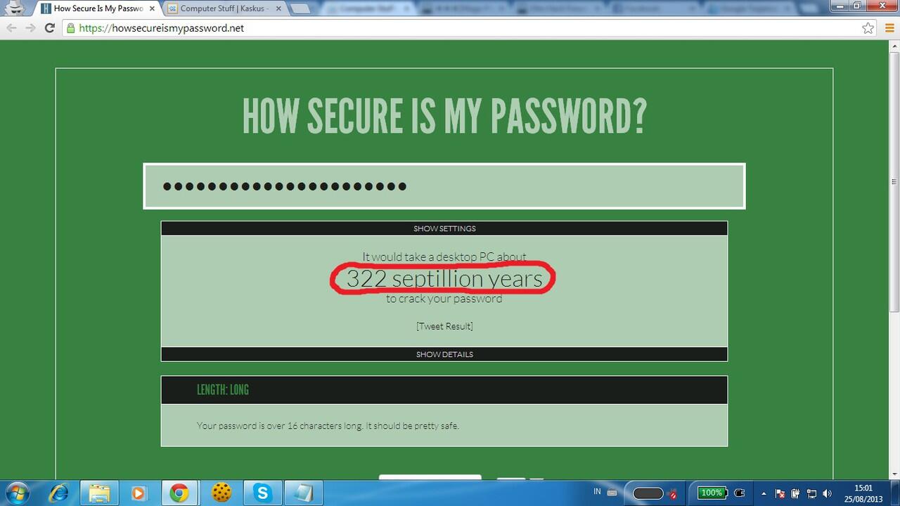 Cek kekuatan PASWORD berpa lama dapat di hack 