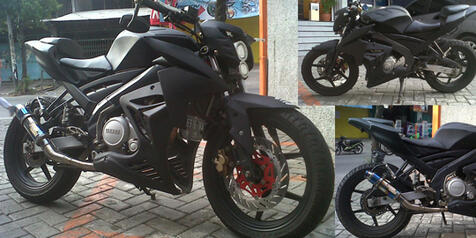 8 Detail Modifikasi Yamaha Vixion Street Fighter Full Hitam Doff