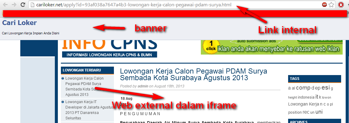 &#91;ASK&#93; Cara membuat external link dengan iframe dan banner (mirip adfly)