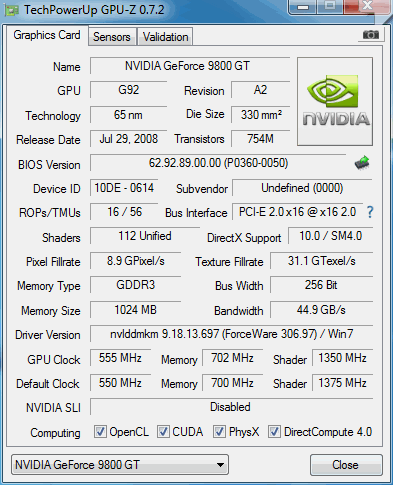 Pixelview GeForce 9800 GT 1GB 256bit Dx10 2nd