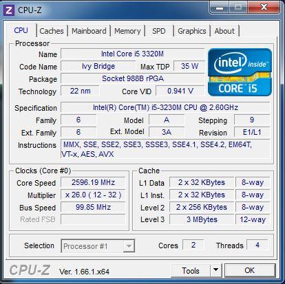 Clock Speed intel i5 3320M (Lenovo g400s 6485)