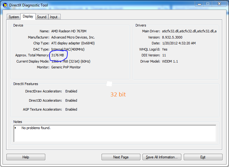 (ASK) Kenapa VGA RADEON HD7670M ane cuma kedetect 732mb?