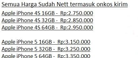Jual Apple iPhone 4S & Apple iPhone 5 Harga Bersaing ( BM )