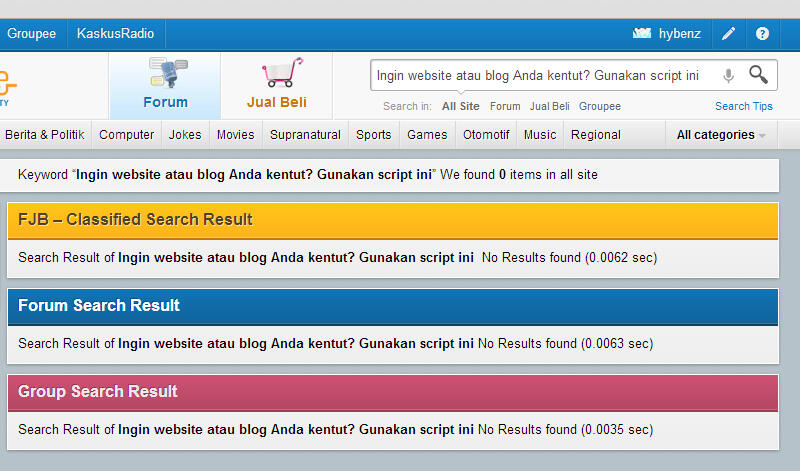 Ingin website atau blog Anda kentut? Gunakan script ini
