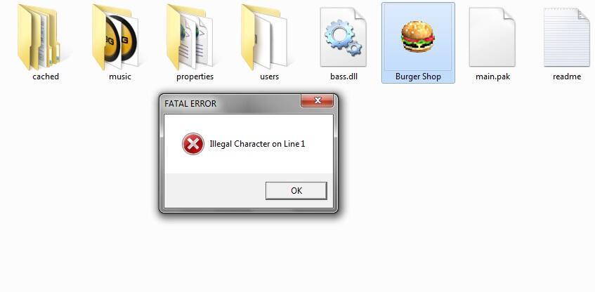 Game Burger Shop fatal Error tolong bantu gan?