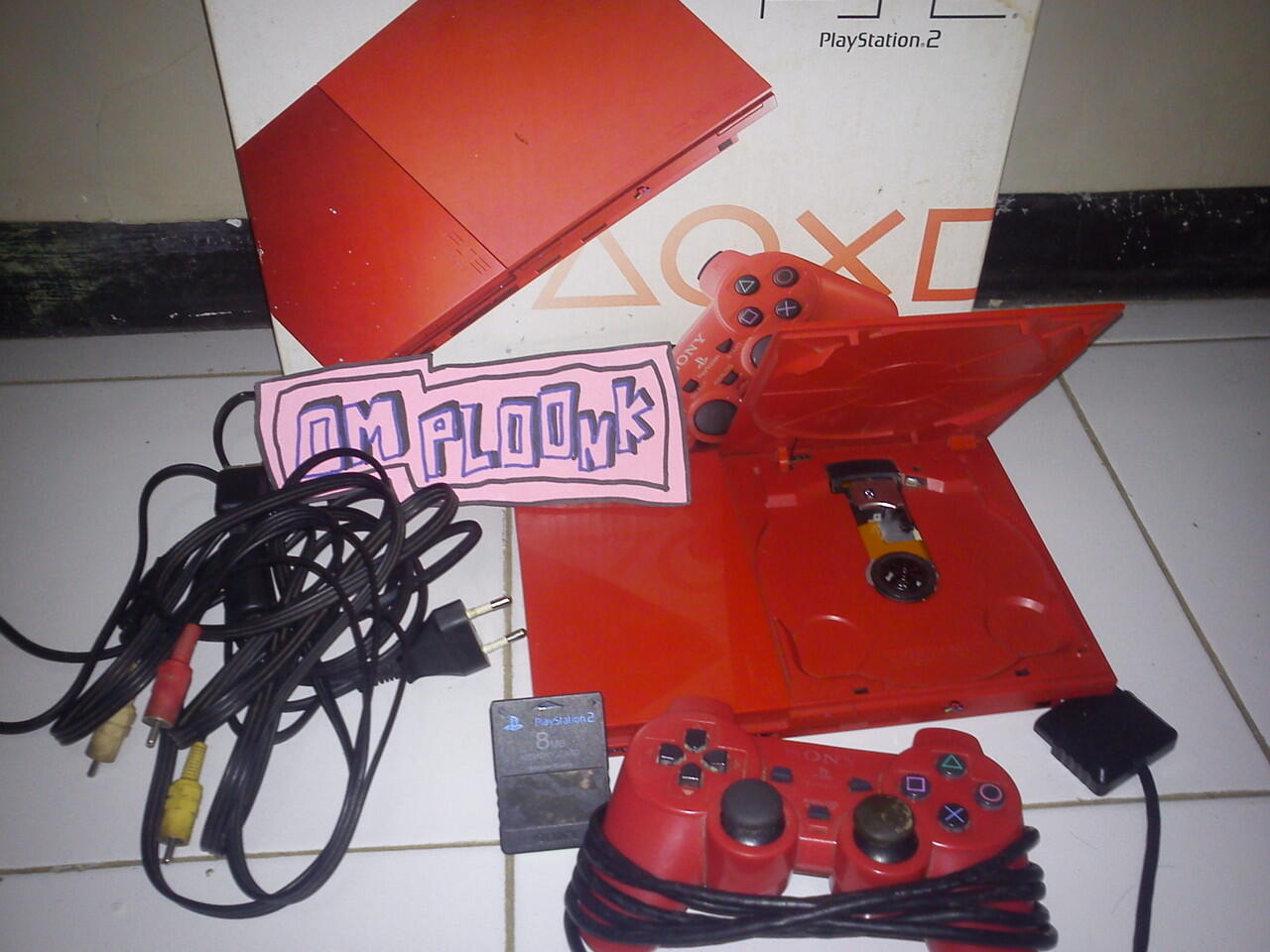 ps2 slim 3006 merah (bersegel) lumayan mulus full set "nego" malang