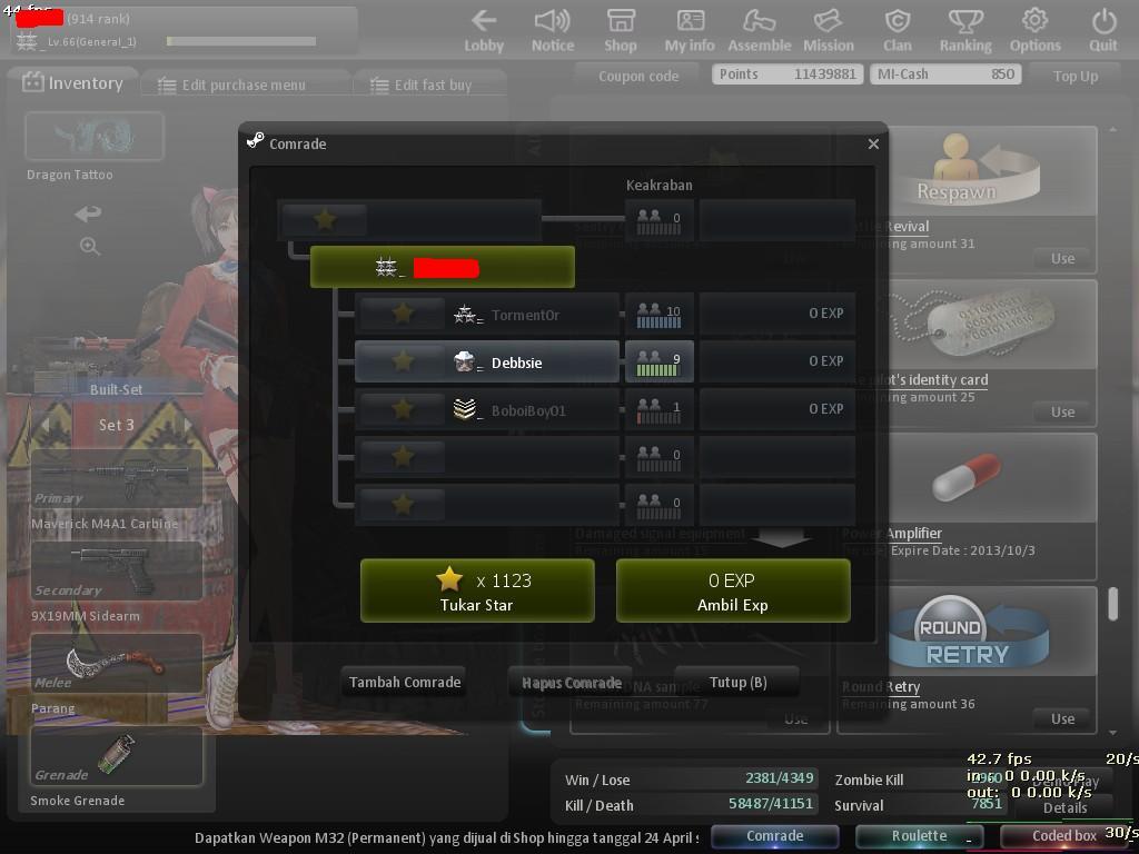 DI JUAL CHAR CSO LvL 66 NO TIPU
