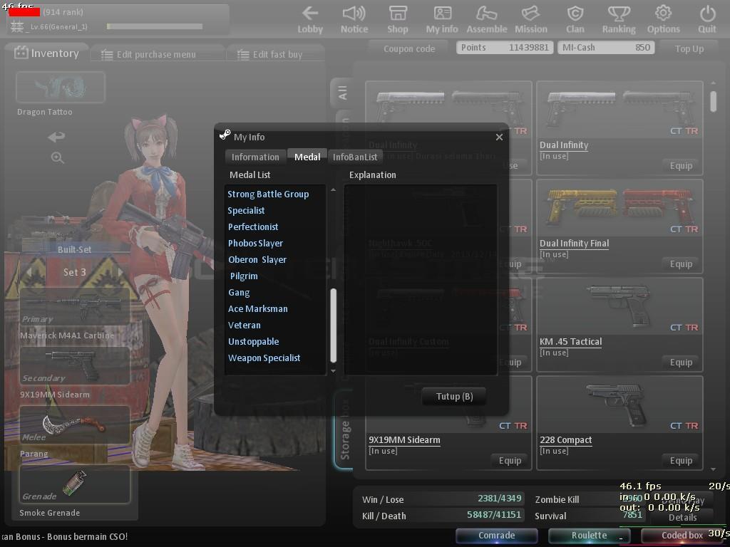 DI JUAL CHAR CSO LvL 66 NO TIPU
