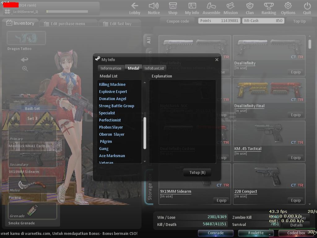 DI JUAL CHAR CSO LvL 66 NO TIPU