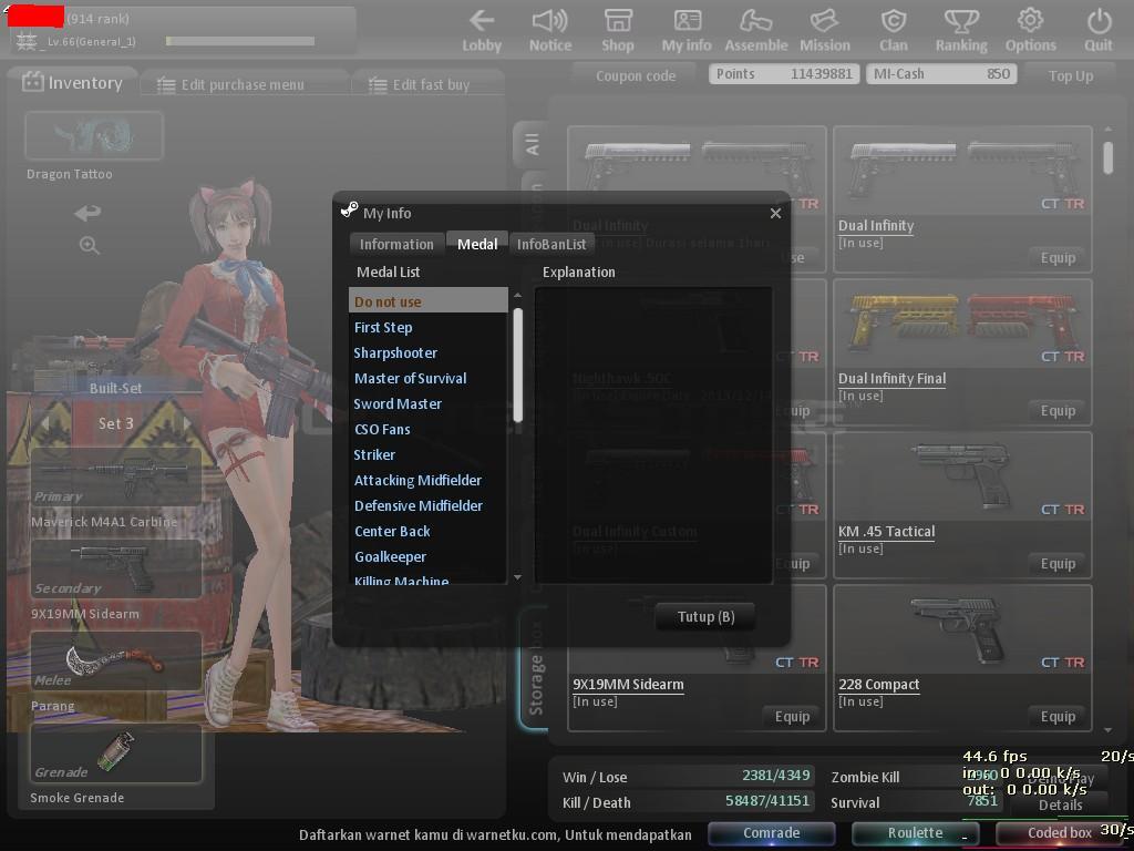 DI JUAL CHAR CSO LvL 66 NO TIPU