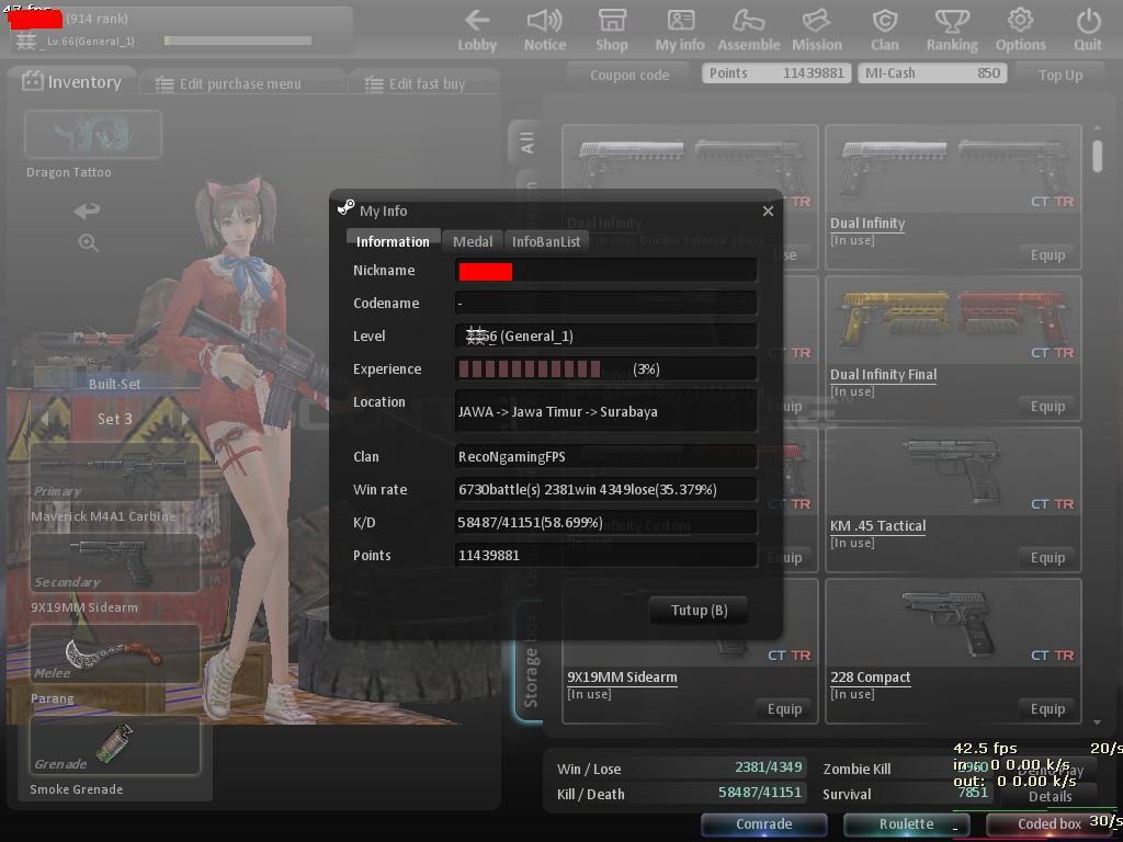 DI JUAL CHAR CSO LvL 66 NO TIPU