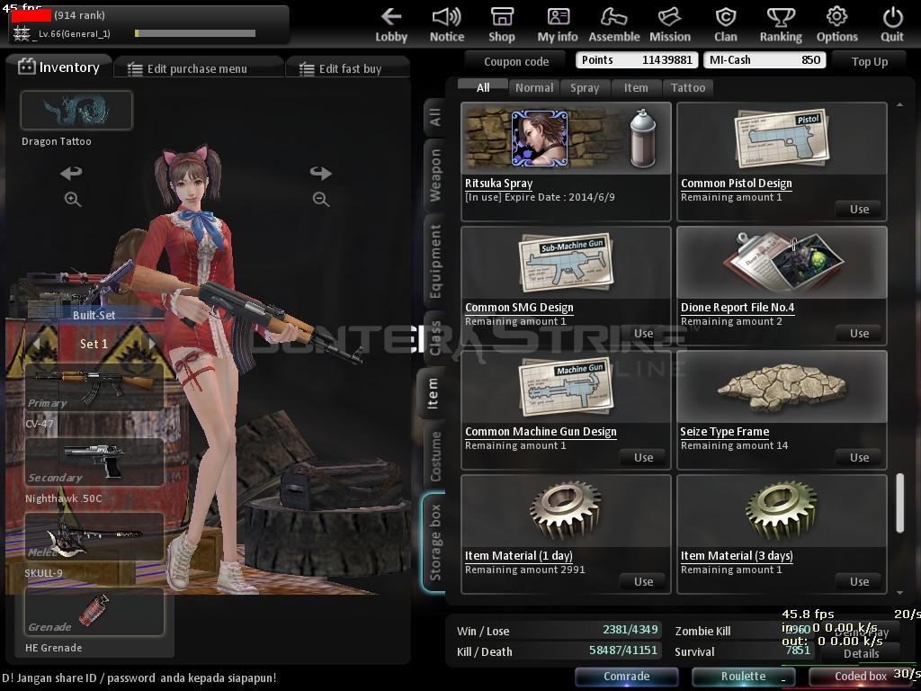 DI JUAL CHAR CSO LvL 66 NO TIPU