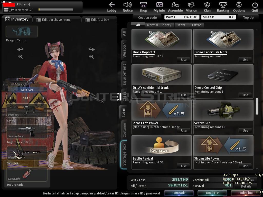 DI JUAL CHAR CSO LvL 66 NO TIPU