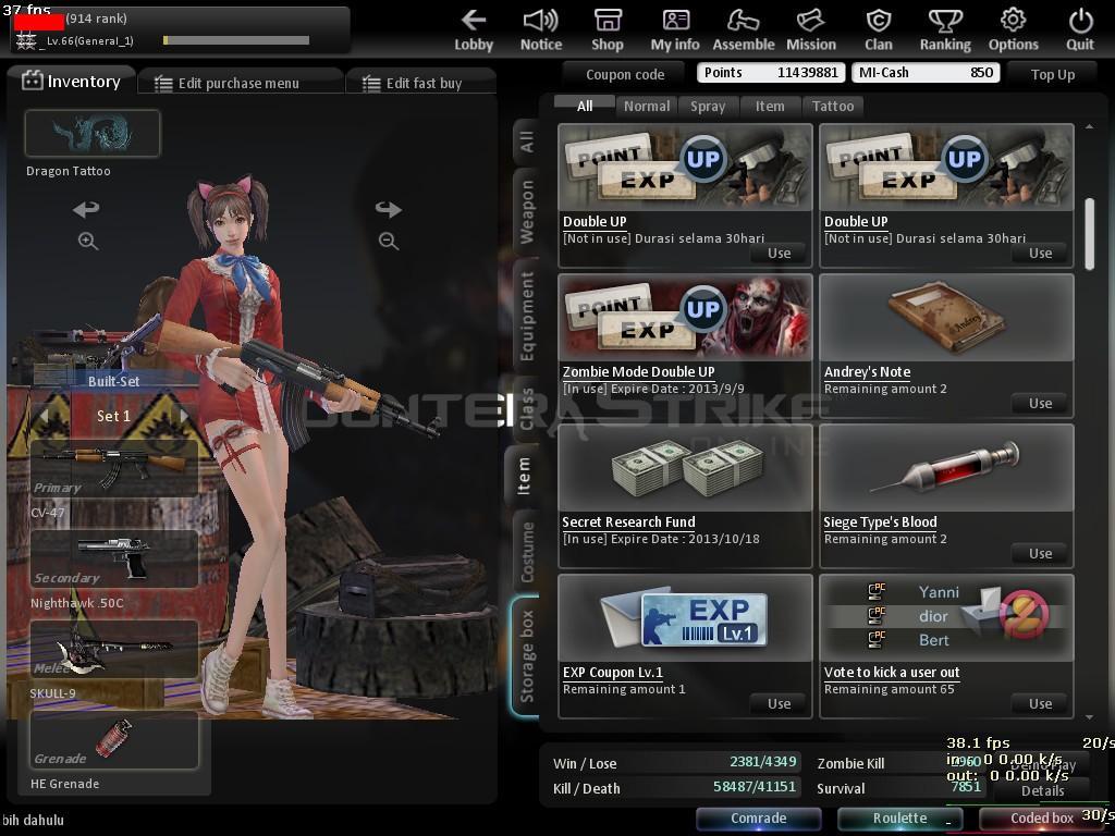 DI JUAL CHAR CSO LvL 66 NO TIPU