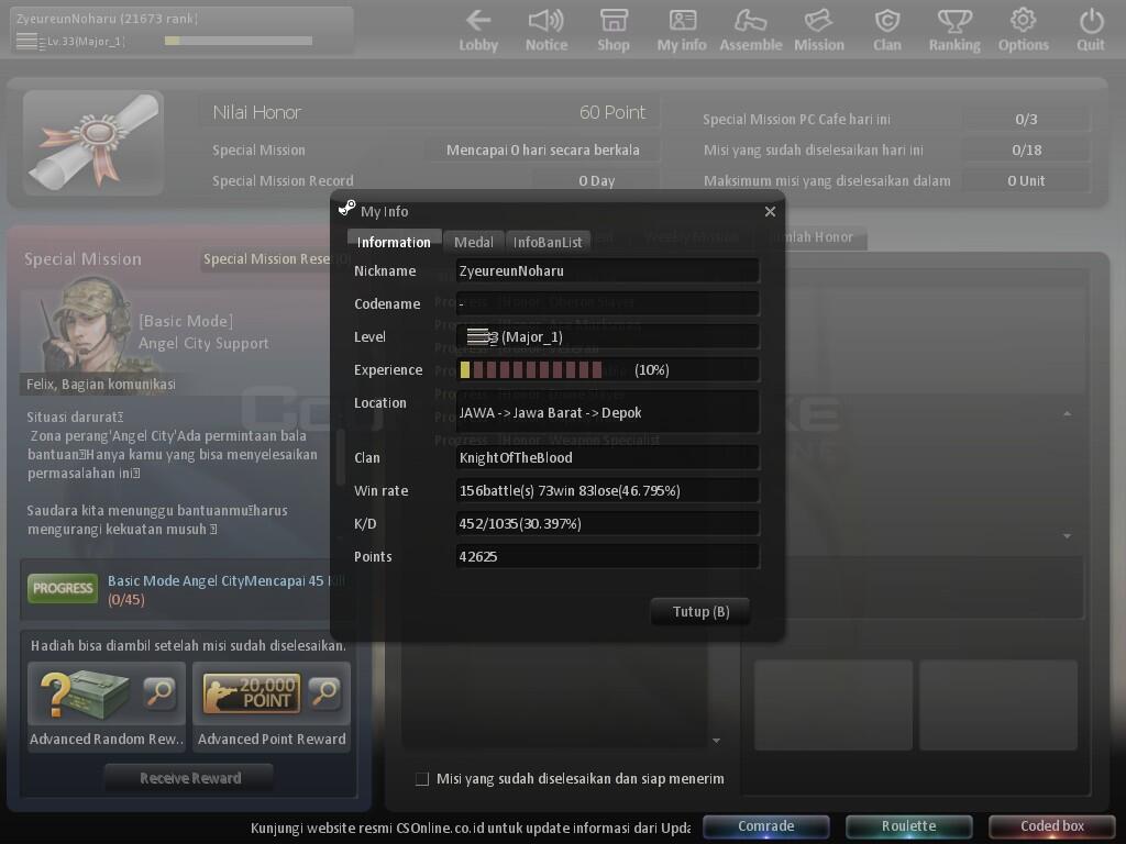 Jual Char CSO Lv.33