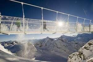 Keindahan salju abadi gunung titlis di peg. Alpen swiss