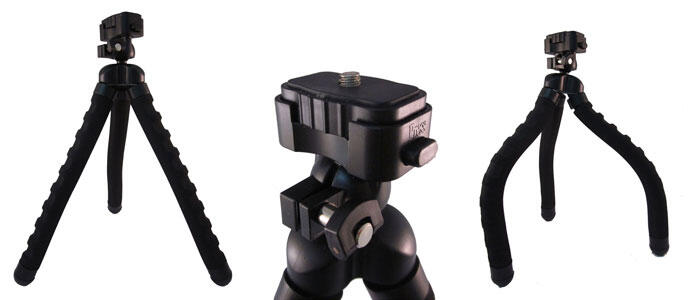 TRIPOD FLEXIBLE, ALUMINUM MINI TRIPOD, BICYLEPOD, HAND HELD MONOPOD, DLL