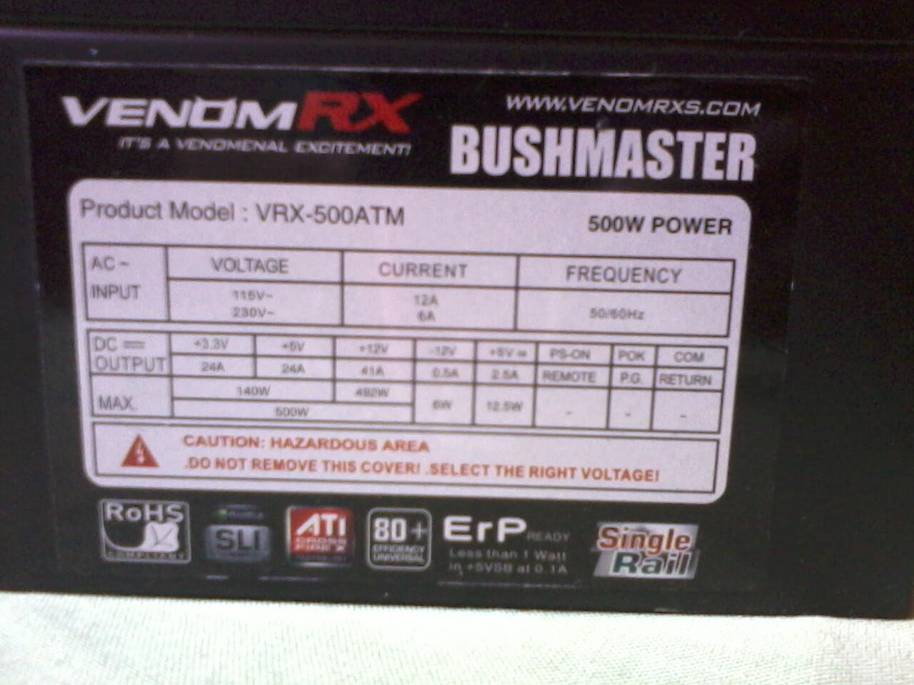 PSU VENOMRX BUSHMASTER 500W.