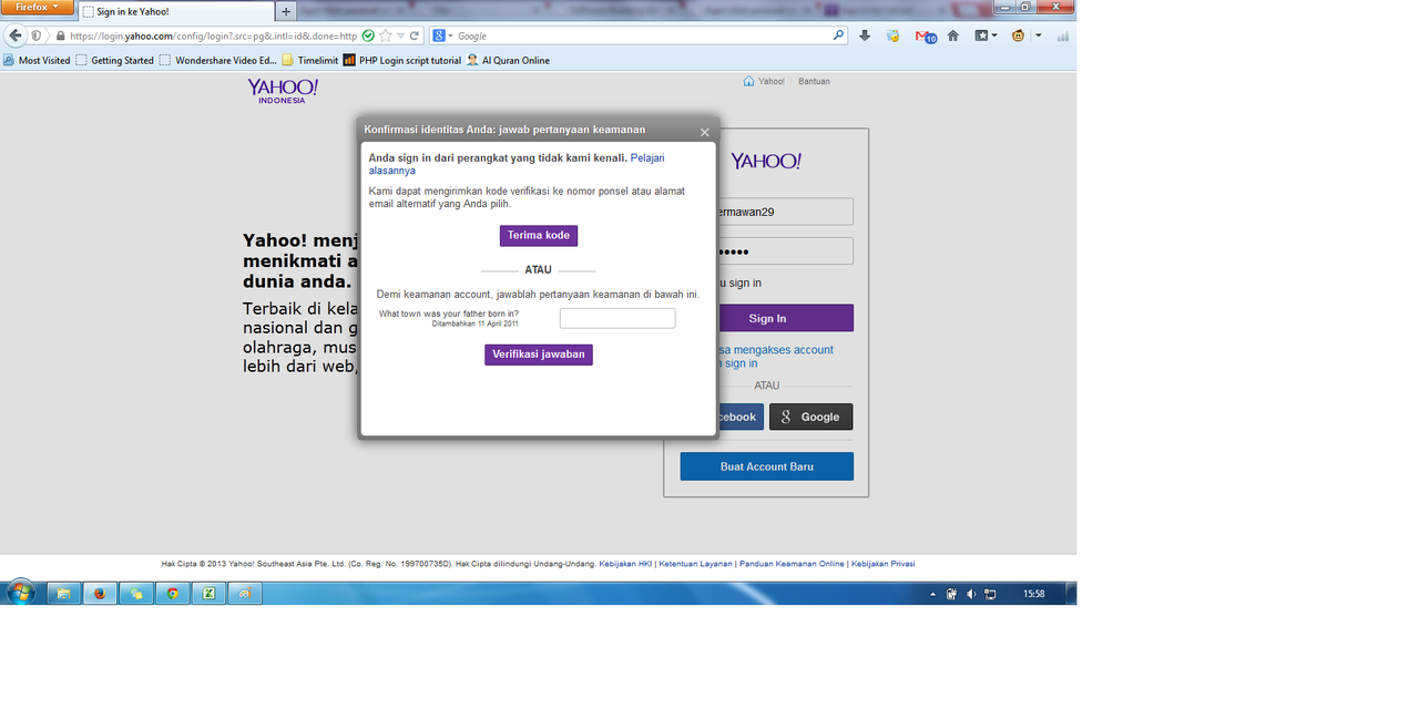 Login Id yahoo dengan google chrome, apa yang anda dapat?