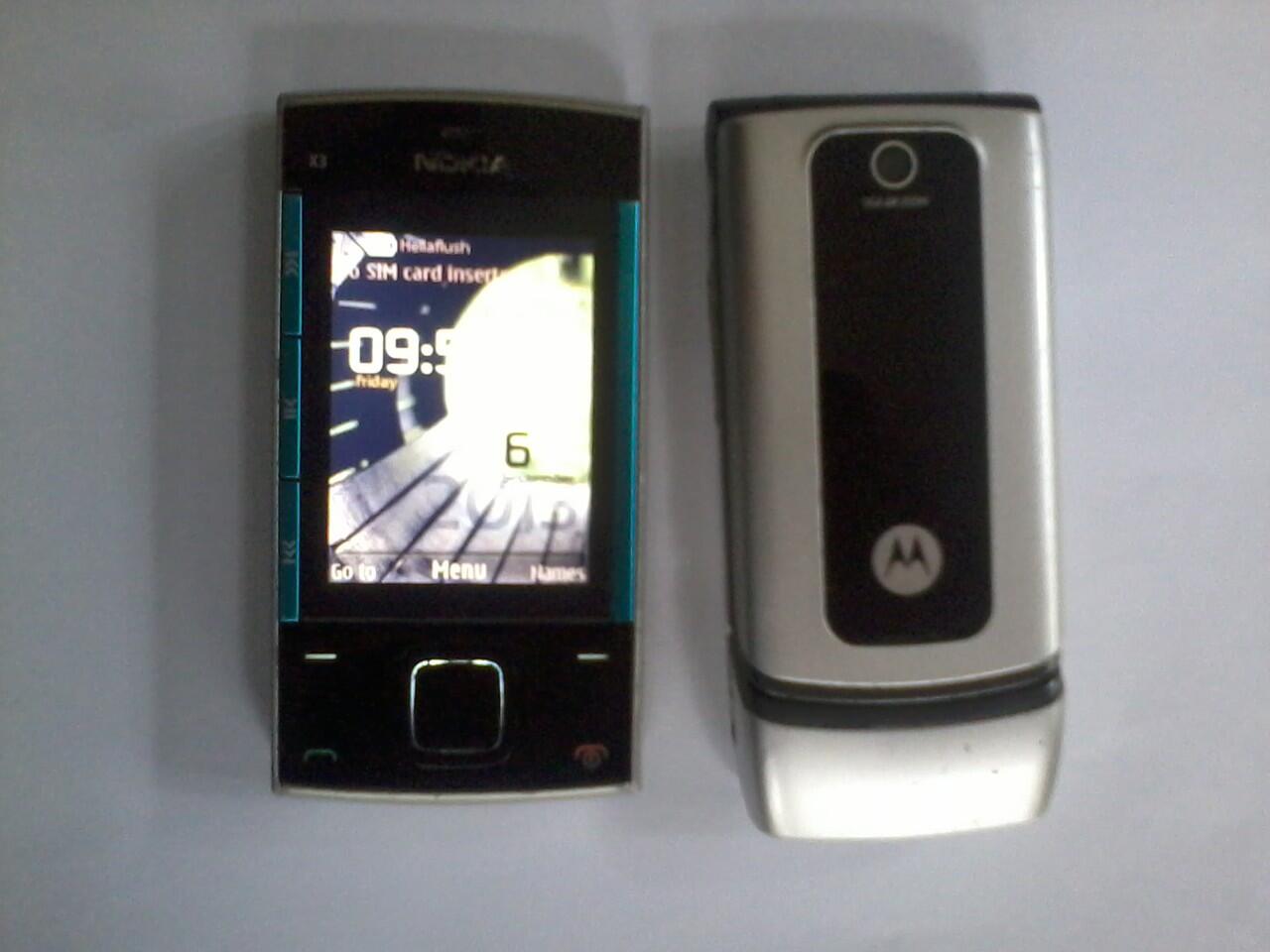Jual 2 Unit Hape kesayangan nih Nokia X3-00 dan Motorola W375 Flip, Banten Only
