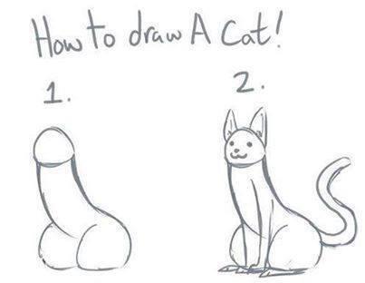 Teknik dasar membuat gambar kucing yang benar. [asliNGAKAKAKAKAKK]