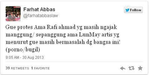 Seleb Korban Kicauan Farhat Abbas di Twitter