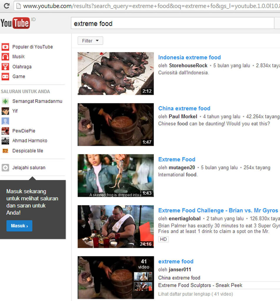 INDONESIA No.1 EXTREME FOOD di daftar youtube.com