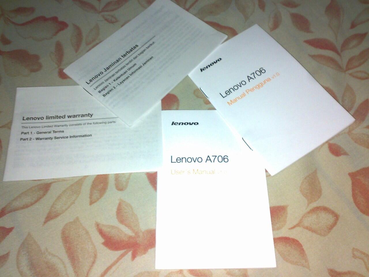 LENOVO A706 WHITE, Pembelian 04 SEP 2013!! TT IPOD 5 32/64