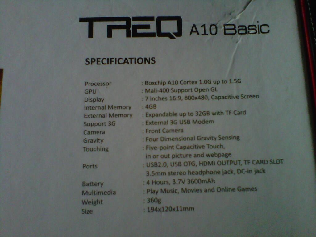 tablet treq basic a10