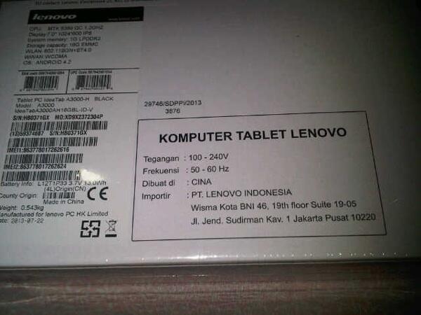 Jual Lenovo IdeaPad A3000 Tablet NEW SEGEL HARGA MURAH!