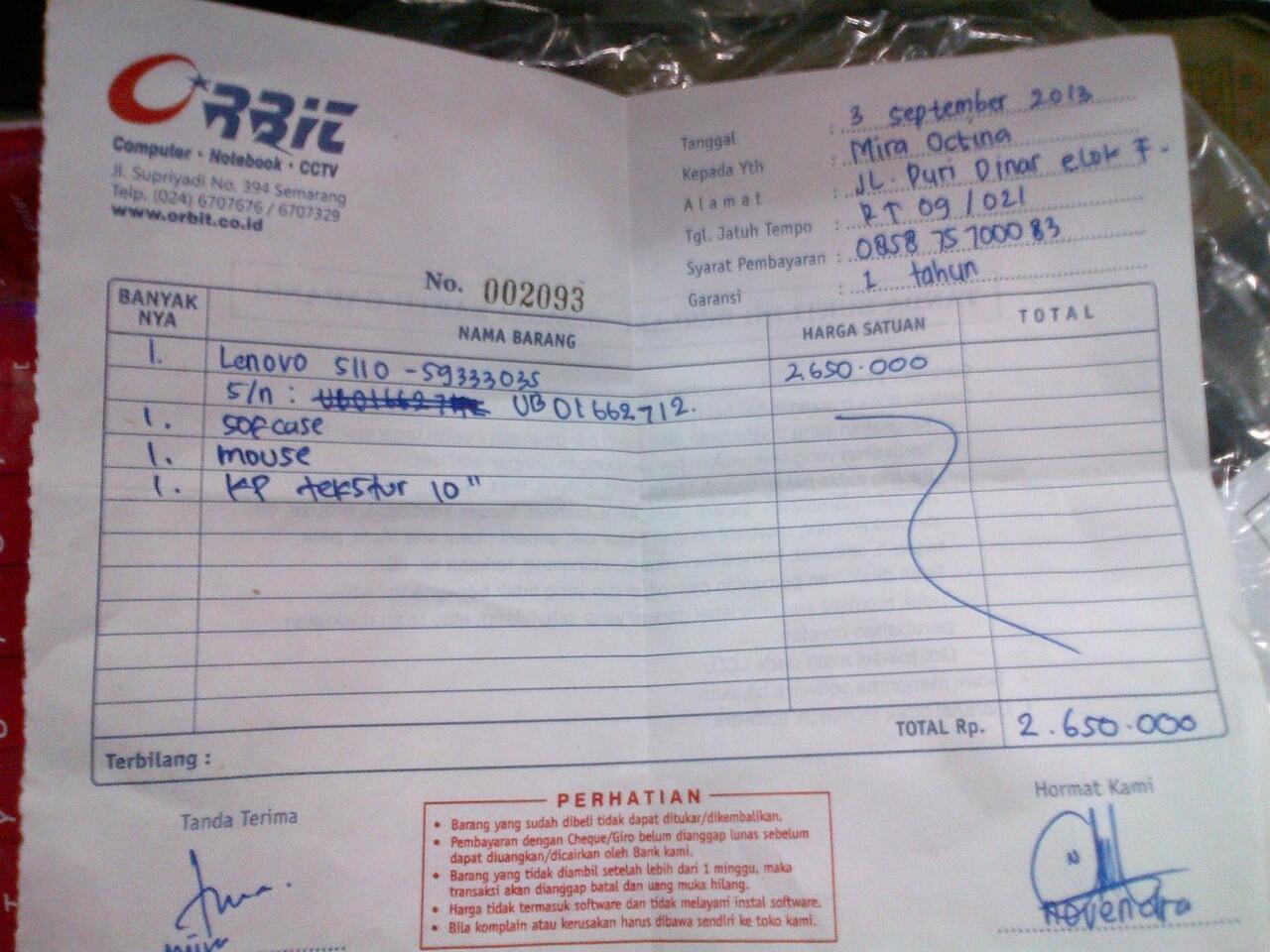 Jual Netbook LENOVO IdeaPad S110 59333035 10.1 Inch baru seminggu pakai Like New