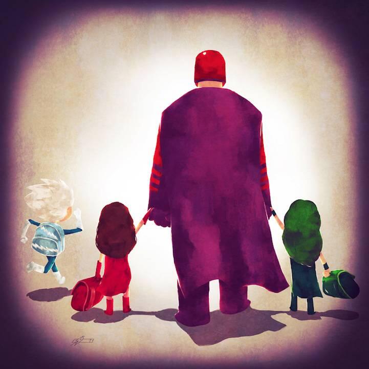 Ilustrasi Menggemaskan Keluarga Superhero 