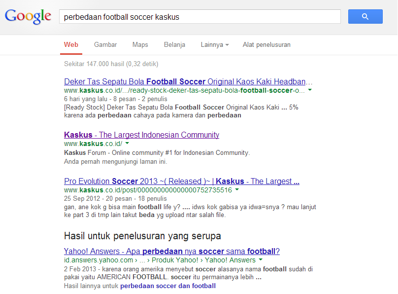 Perbedaan Football dan Soccer !