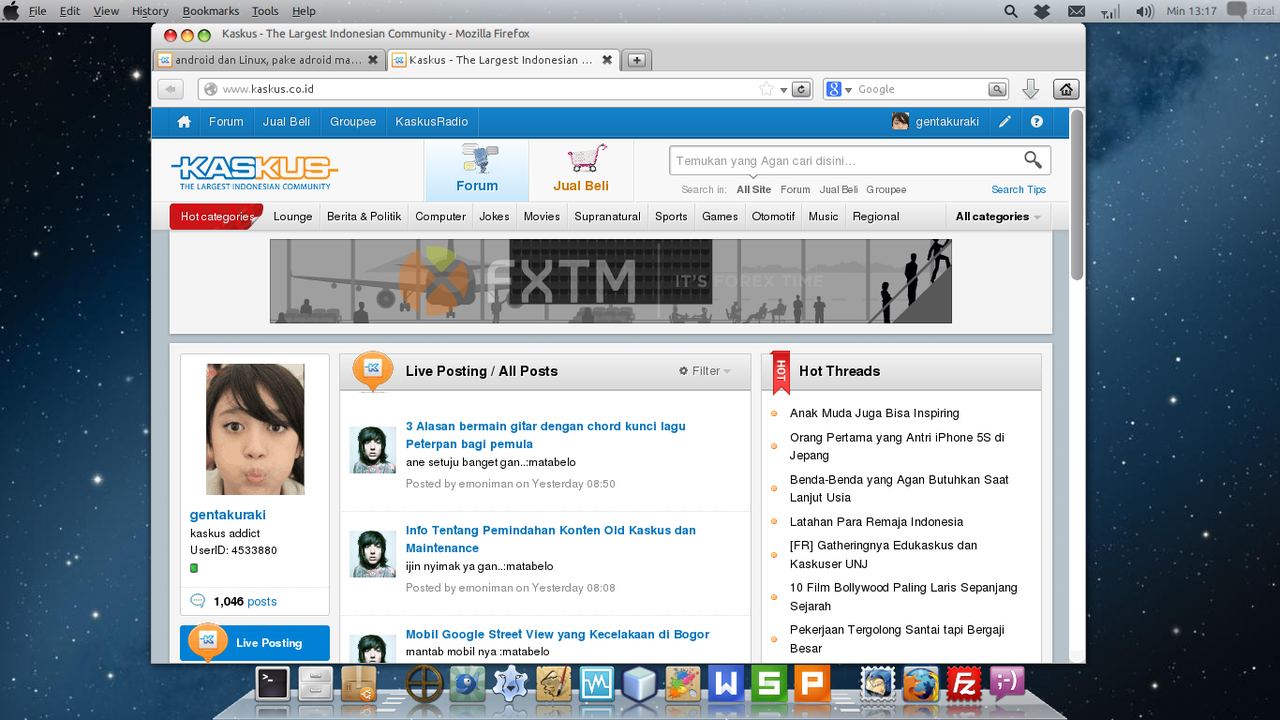 android dan Linux, pake adroid masuk ..... !!! 