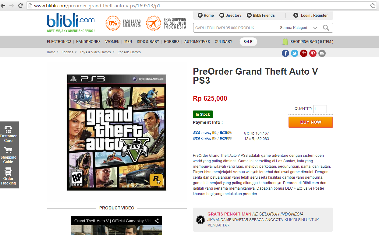 GTA V Sudah mulai di Pre-Order di Indonesia | Blibli.com